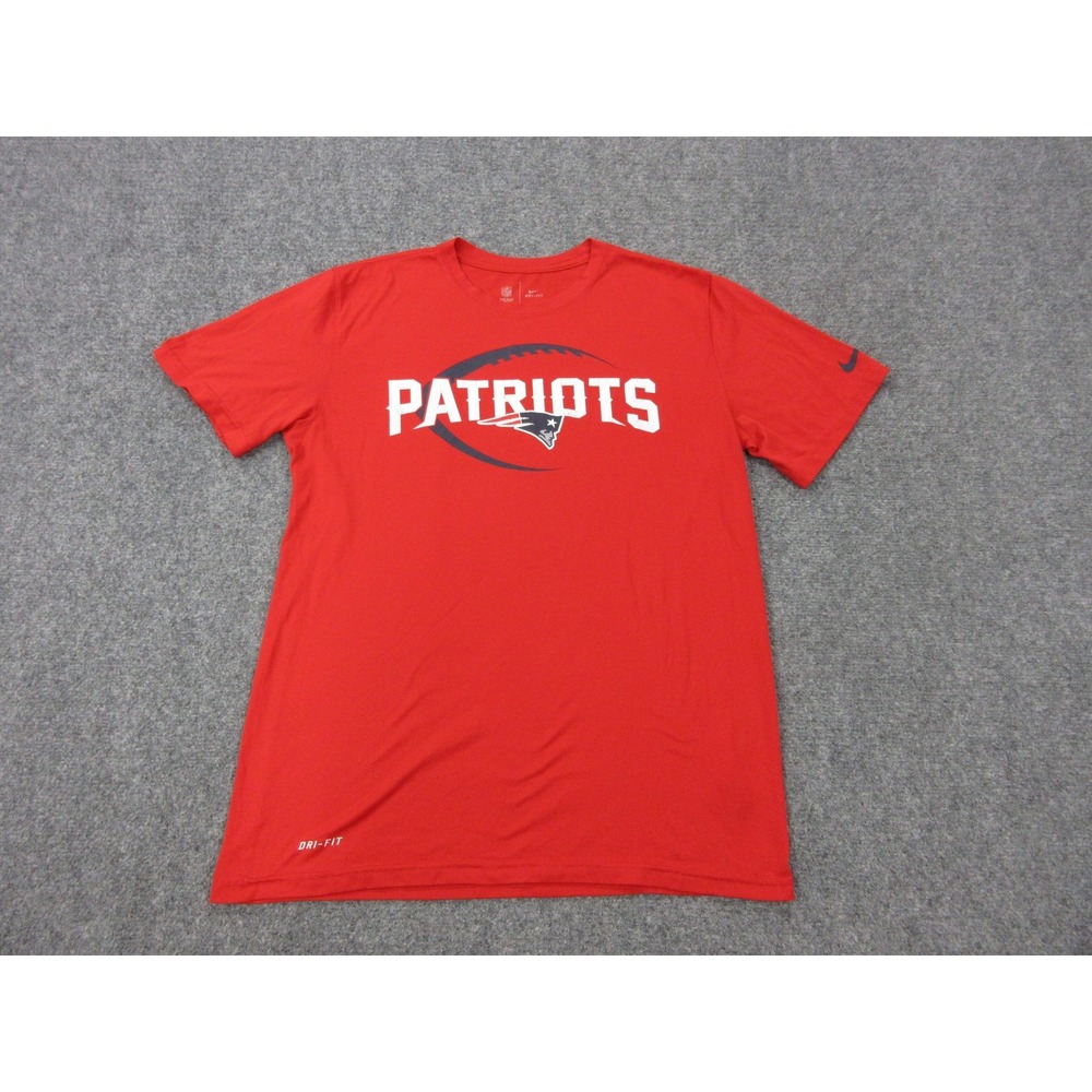 New England Patriots Shirt Mens Medium Red NFL Football Nike Dri Fit Tee